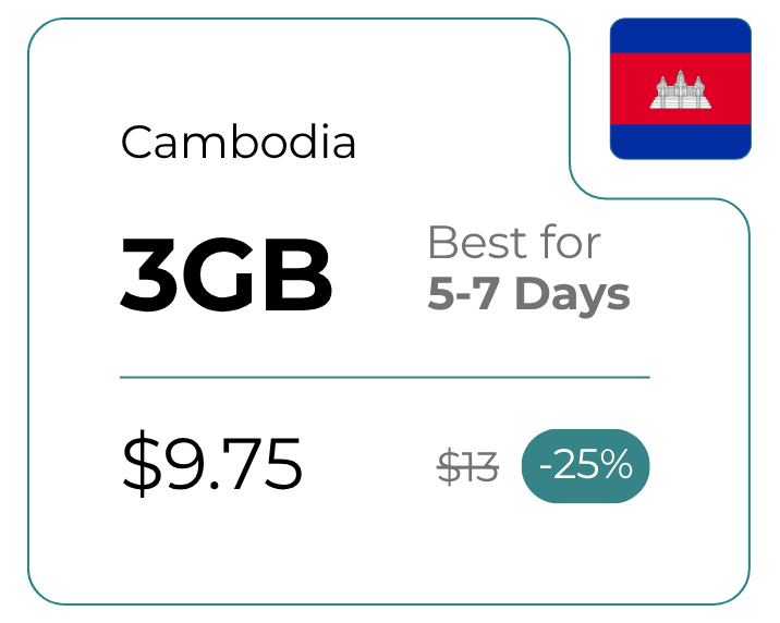 Camboja 3 GB 30 dias