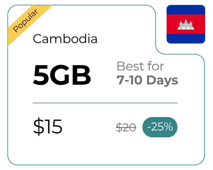 Camboja 5 GB 30 dias