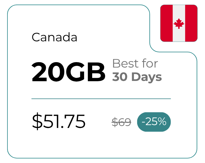 Canada 20 GB 30 Days