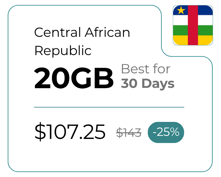 Central African Republic 20 GB 30 Days