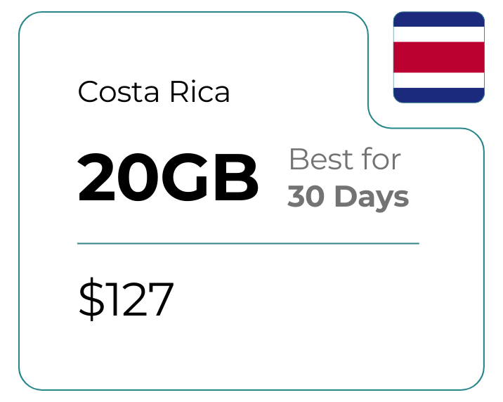 Costa Rica 20 Go 30 jours