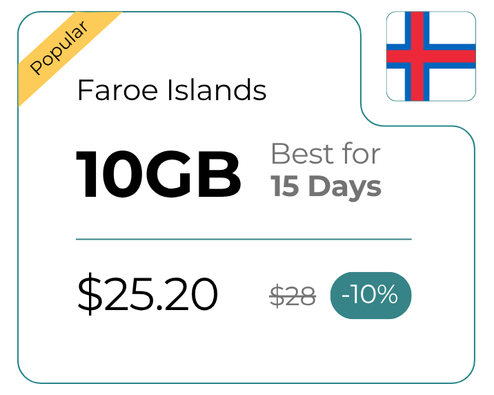 Ilhas Faroé 10 GB 30 dias
