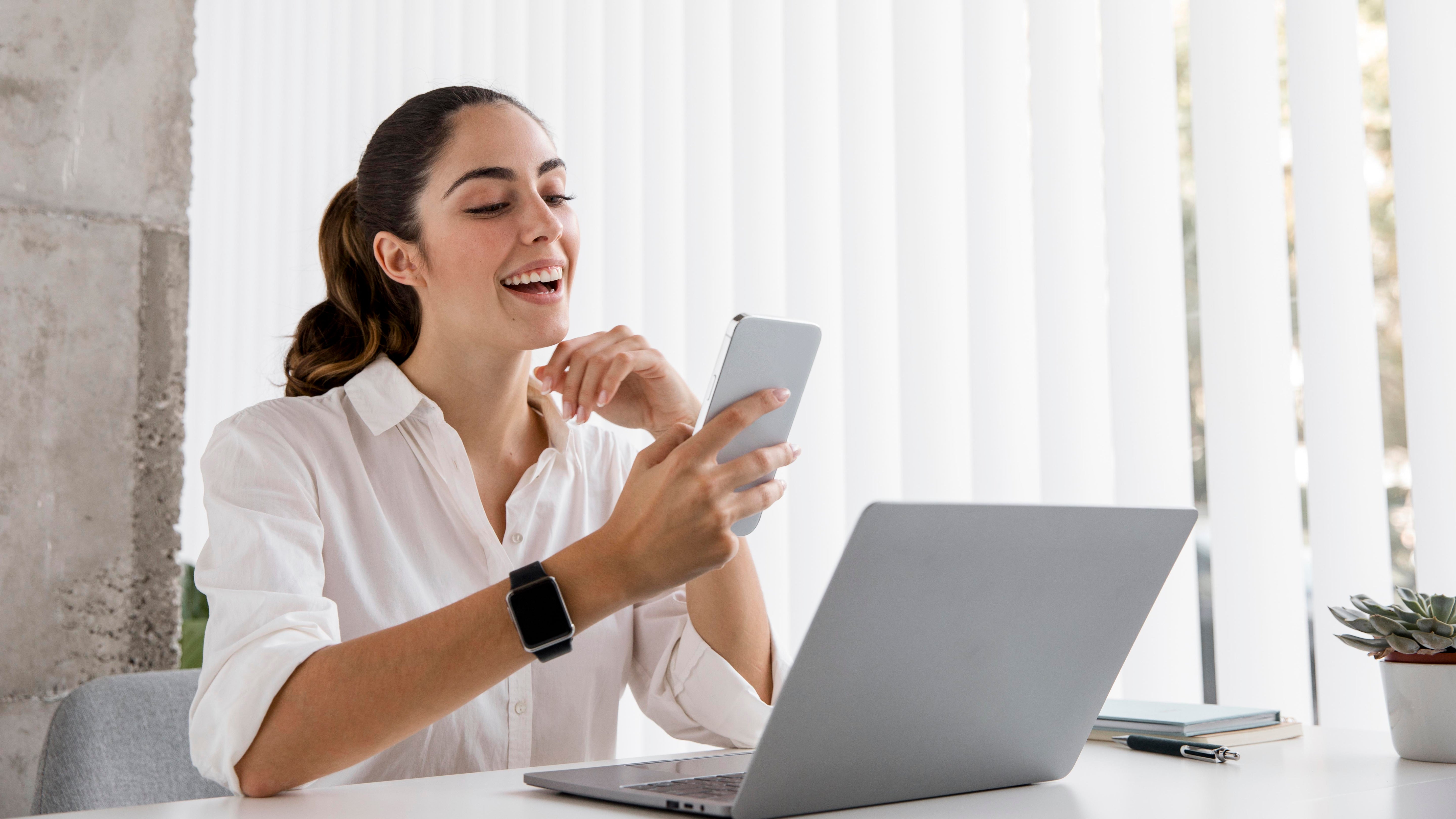 An employee is happy to see the reaction of the customers buying the promoted eSIMs. 