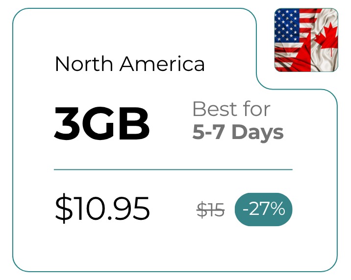 América do Norte 3 GB 30 dias