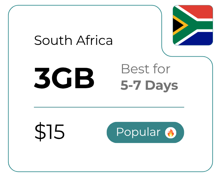 Afrique du Sud 3 Go 30 jours