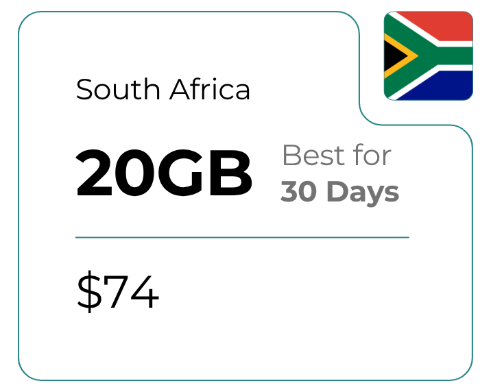 Afrique du Sud 20 Go 30 jours