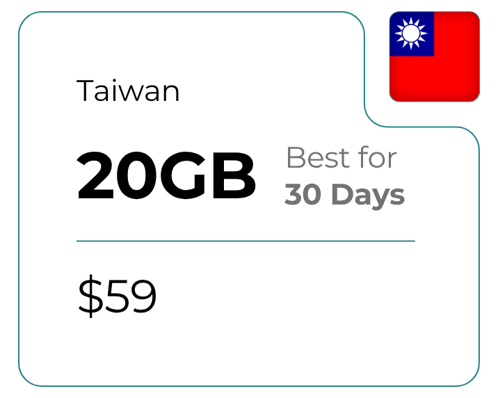 Taiwan 20 GB 30 Days