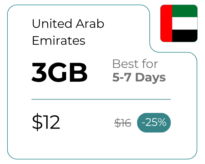 De Forenede Arabiske Emirater 3 GB 30 dage - Topup